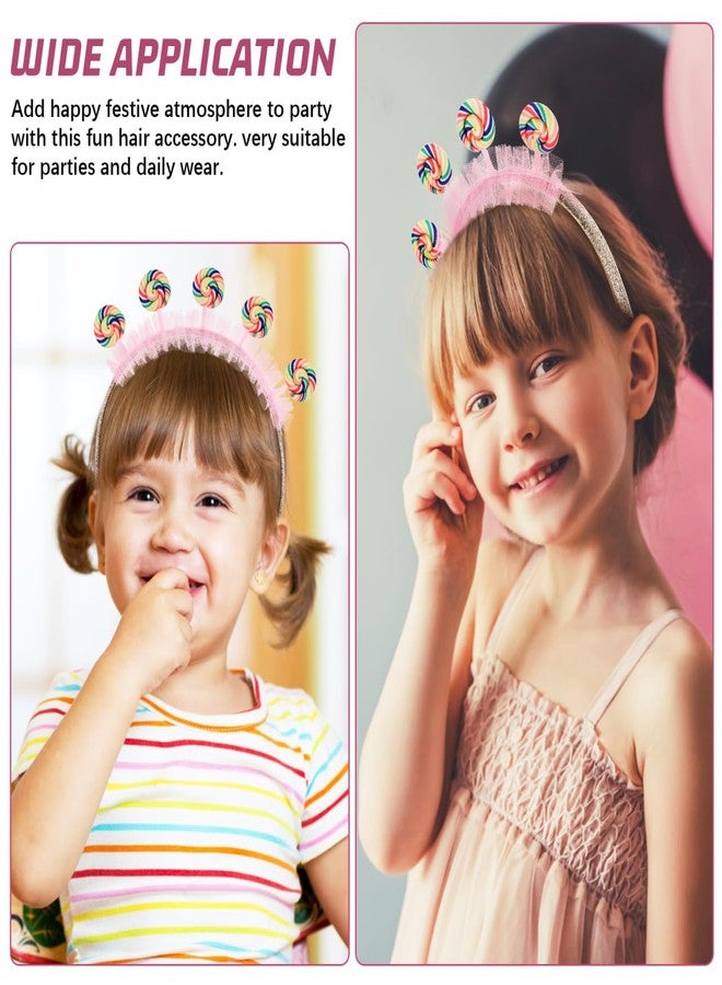 Yardwe Lollipop Headband for Kids Candy Headband Party Hair Accessories with Cartoon Design Pink Toddler Hairband for Birthday and Daily Wear - Image 5